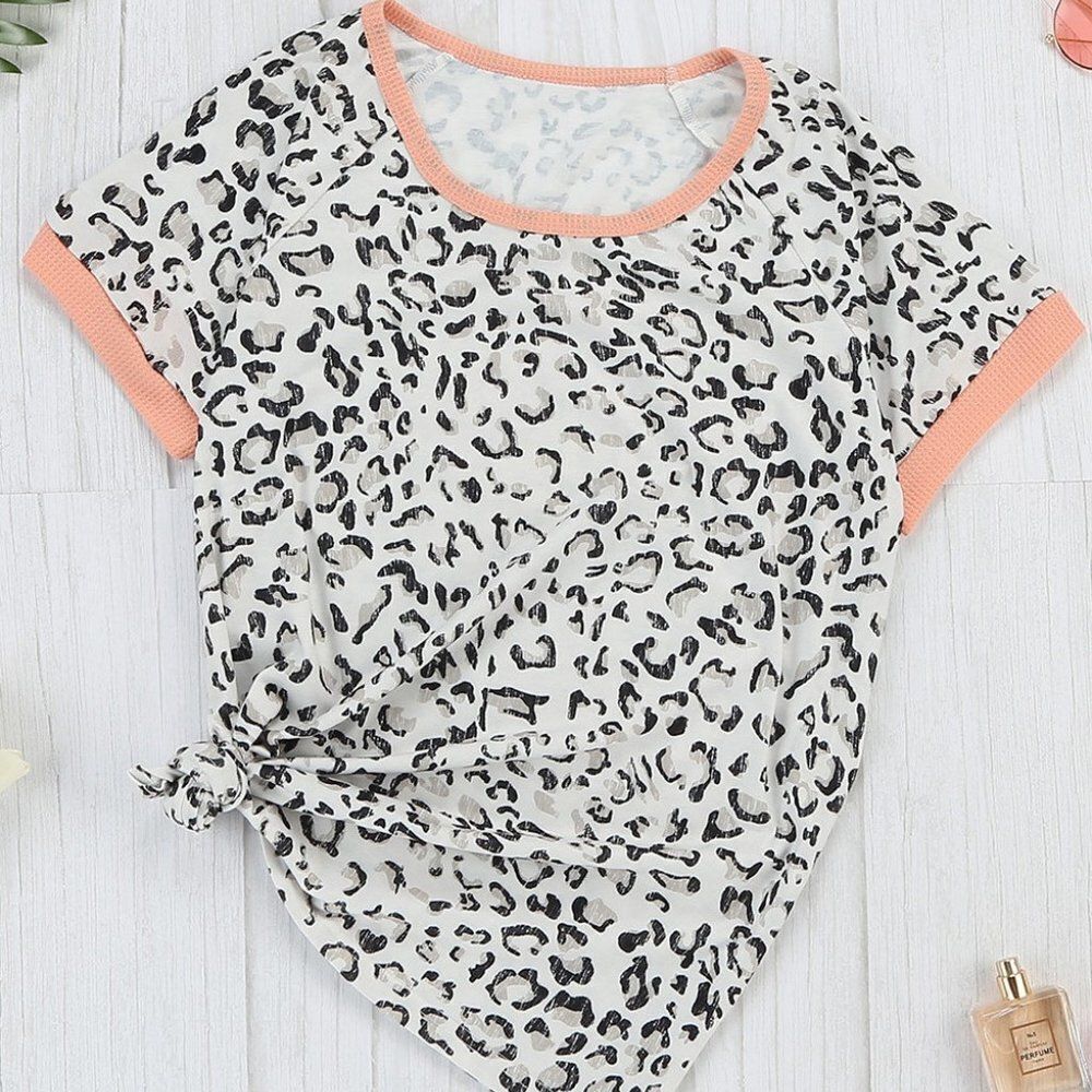 Pink Trim Leopard Tee